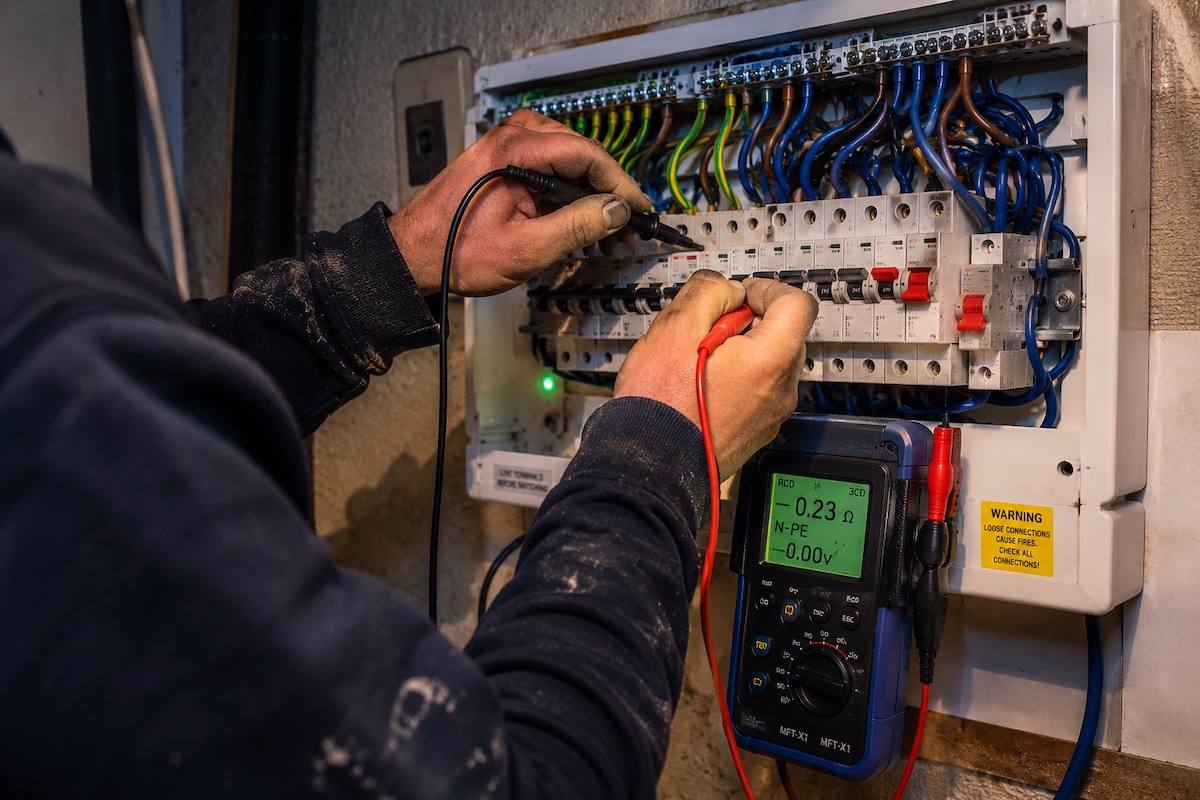 Electrician at dreamy electrics carrying out fault finding, pat testing and EICR